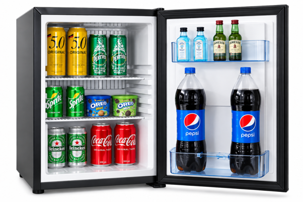 Commercial minibar fridge for hotel rooms